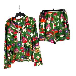 Beauty Sleep Social 2 pc Pajama Short Set Women's 2X Green Whimsical Fairy NEW